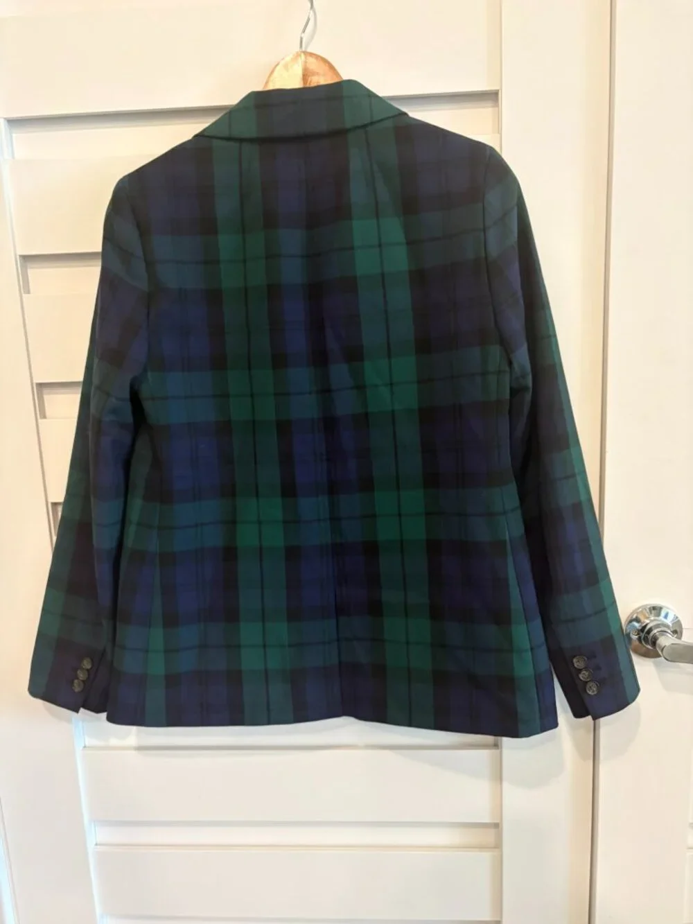 J.Crew Black Watch Tartan Plaid One Button Blazer Jacket Size 2